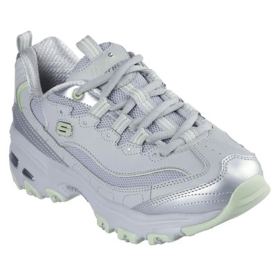 маратонки,дамски,маратонки,skechers,d´lites,trainers,silver,(gray,duraleather,mesh,silver,lime,trim)