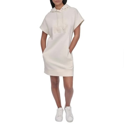 рокля,дамски,поли,и,рокли,dkny,velvet,plush,embroidery,logo,sneaker,short,sleeve,dress,beige