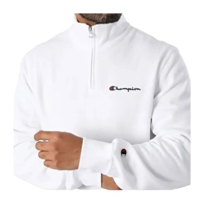 блуза,мъжки,пуловери,champion,logo,half,zip,sweatshirt,white,(white)