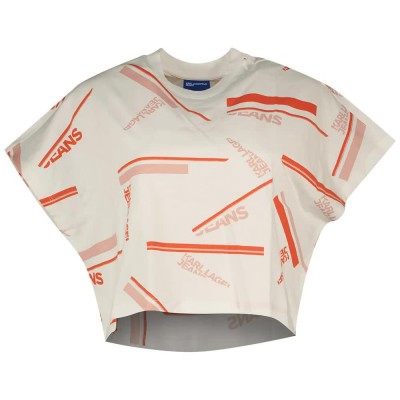 тениска,дамски,тениски,karl,lagerfeld,boxy,aop,stripe,short,sleeve,t,shirt,beige