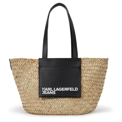 чанта,всички,чанти,karl,lagerfeld,raffia,tote,bag,natural,black,(beige)