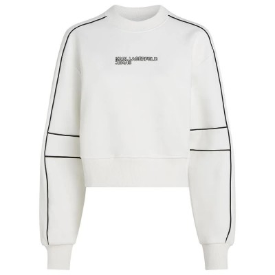 блуза,дамски,блузи,karl,lagerfeld,relaxed,crop,piping,sweatshirt,white