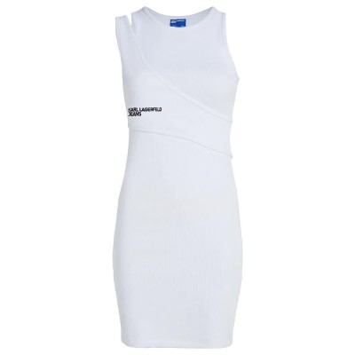 рокля,дамски,поли,и,рокли,karl,lagerfeld,ribbed,sleeveless,short,dress,white