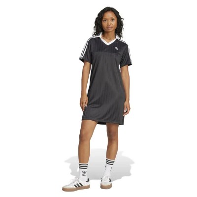 рокля,дамски,поли,и,рокли,adidas,originals,adicolor,football,jacquard,v,neck,short,sleeve,short,dress,black