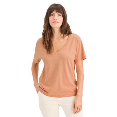 тениска,дамски,тениски,dockers,deep,short,sleeve,v,neck,t,shirt,orange,(peach,bloom)