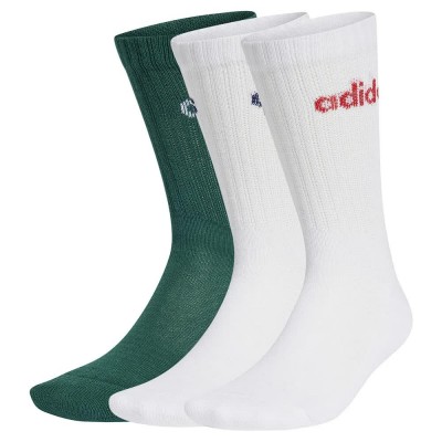 чорапи,мъжки,чорапи,adidas,linear,cushioned,crew,socks,3,units,green,white,(collegiate,green,white,white)