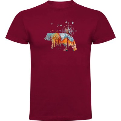 тениска,мъжки,тениски,kruskis,compass,bear,short,sleeve,t,shirt,dark,red,(red)