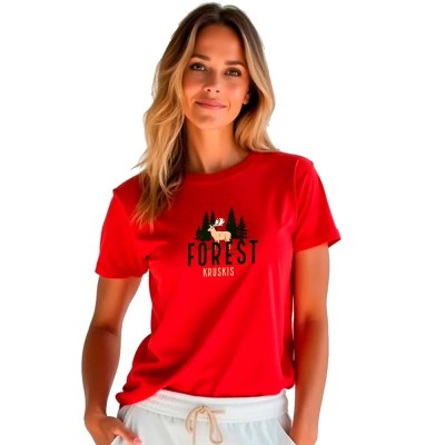 тениска,дамски,тениски,kruskis,deer,short,sleeve,t,shirt,red,(red)