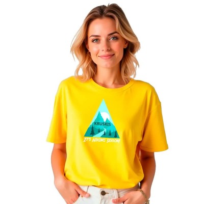 тениска,мъжки,тениски,дамски,тениски,kruskis,hiking,season,short,sleeve,t,shirt,yellow,(yellow)