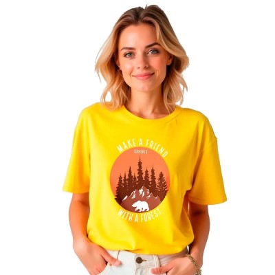 тениска,дамски,тениски,kruskis,make,a,friend,short,sleeve,t,shirt,yellow,(yellow)
