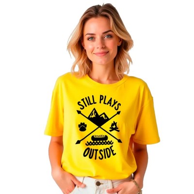 тениска,дамски,тениски,kruskis,still,plays,outside,short,sleeve,t,shirt,yellow,(yellow)