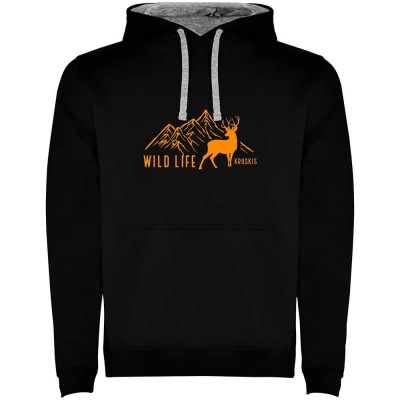 суичър,мъжки,пуловери,kruskis,wild,life,hoodie,black,grey,(black)