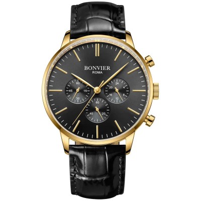 часовник,часовници,bonvier,chrono,bv041,watch,golden