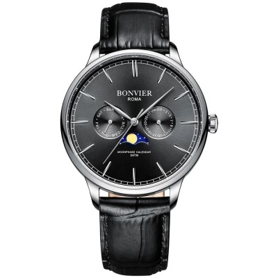 часовник,часовници,bonvier,moonphase,bv013,watch,black