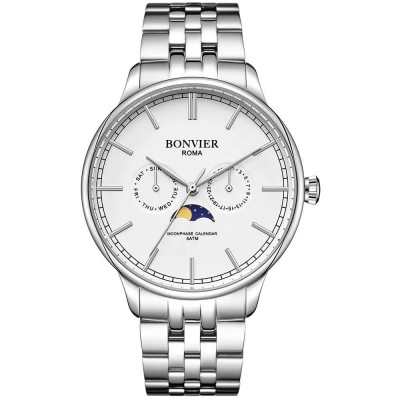 часовник,часовници,bonvier,moonphase,bv065,watch,silver