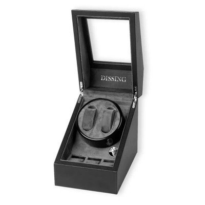 бижутерия,dissing,winder,2,black,synthetic,leather,0000276,watch,box,silver