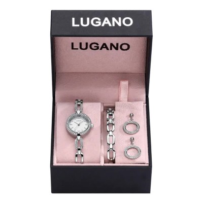 часовник,часовници,lugano,elegans,gift,set,l0091,woman,watch,pink