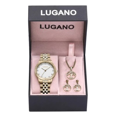 часовник,часовници,lugano,elegans,gift,set,l0094,woman,watch,pink