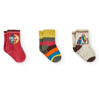 чорапи,мъжки,чорапи,дамски,чорапи,boboli,391036,socks,3,pairs,multicolor,(scarlet)