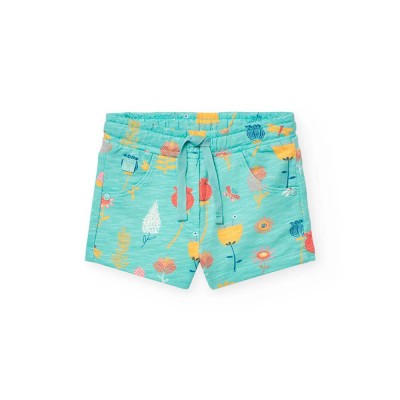 поларени,къси,панталони,мъжки,панталони,дамски,панталони,boboli,fleece,printed,shorts,blue,(garden,print,aquarius,background)
