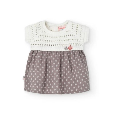 блуза,детски,поли,и,рокли,boboli,knitwear,combined,dress,chemical,white,1,(white,grey)