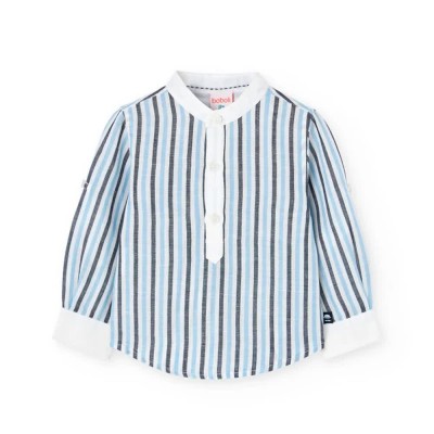 риза,с,дълъг,ръкав,детски,ризи,boboli,linen,striped,long,sleeve,shirt,navy,bicolor,list,(blue)