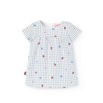рокля,детски,поли,и,рокли,boboli,poplin,check,dress,ladybug,flower,print,(white)