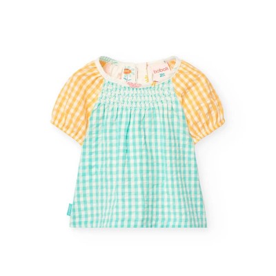 карирана,риза,детски,ризи,boboli,poplin,check,short,sleeve,shirt,green,(aquarius,paintings)