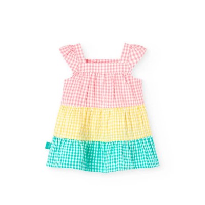 рокля,детски,поли,и,рокли,boboli,poplin,check,dress,geranium,bicolor,paintings,(multicolor)