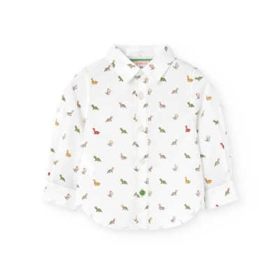 риза,с,дълъг,ръкав,детски,ризи,boboli,poplin,printed,long,sleeve,shirt,white,(dinosaur,print)