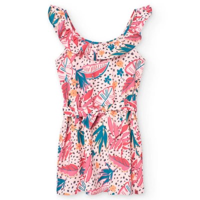 рокля,дамски,поли,и,рокли,boboli,printed,sleeveless,dress,pink,(leaves,print,1)