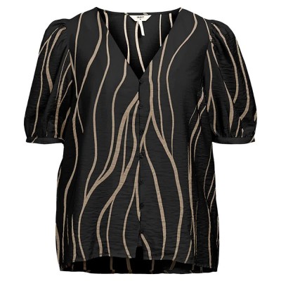 дамски,блузи,дамски,ризи,object,jacira,short,sleeve,blouse,black,sandshell,wavy,lines,(black)