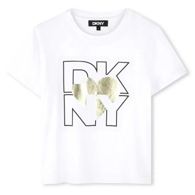 тениска,детски,тениски,dkny,d62305,short,sleeve,t,shirt,yellow,gold,(white)