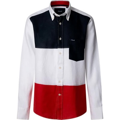 риза,с,дълъг,ръкав,мъжки,ризи,façonnable,cl,bd,tricolor,band,long,sleeve,shirt,white,(white)