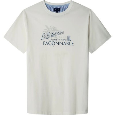 тениска,мъжки,тениски,façonnable,front,sun,print,short,sleeve,t,shirt,white