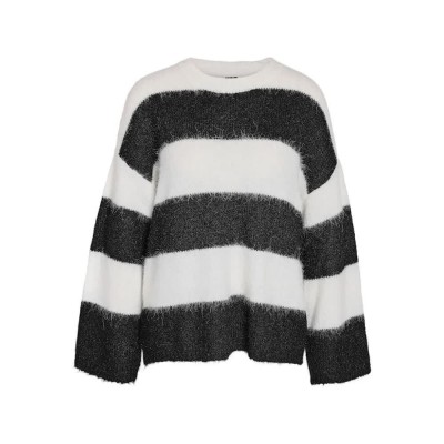 блуза,дамски,пуловери,дамски,плетени,дрехи,noisy,may,sutton,oversized,sweater,eggnog,black,(white,black)
