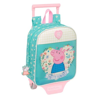 раница,раници,safta,peppa,pig,pretty,flowers,wheeled,backpack,multicolor,(green)