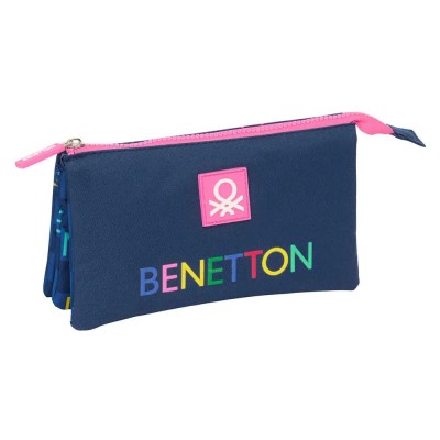 канцеларски,принадлежности,safta,triple,benetton,damero,pencil,case,multicolor,(blue)