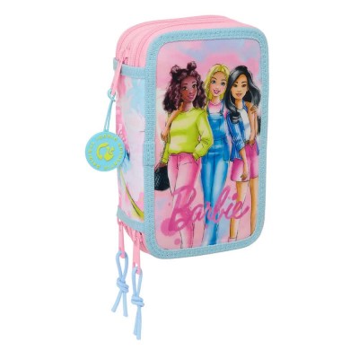 канцеларски,принадлежности,safta,triple,filled,barbie,painterly,pencil,case,37,pieces,pink,(multicolor)