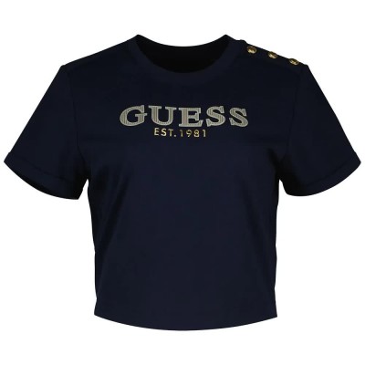 тениска,дамски,тениски,guess,cn,cropped,washed,logo,short,sleeve,t,shirt,blackened,blue,(blue)