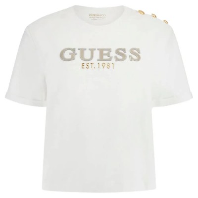 тениска,дамски,тениски,guess,cn,cropped,washed,logo,short,sleeve,t,shirt,white