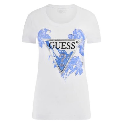 тениска,дамски,тениски,guess,cn,flower,triangle,short,sleeve,t,shirt,white