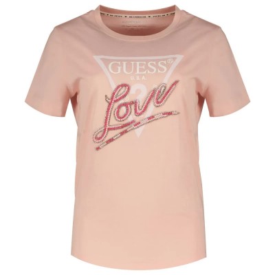 тениска,дамски,тениски,guess,cn,love,triangle,short,sleeve,t,shirt,pink,pearl,(pink)