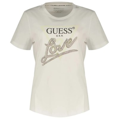 тениска,дамски,тениски,guess,cn,love,triangle,short,sleeve,t,shirt,beige,(pure,white)