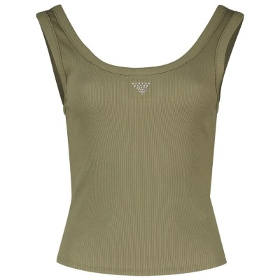 тениска,дамски,тениски,guess,triangle,bling,rib,sleeveless,t,shirt,green,(mossy,green)