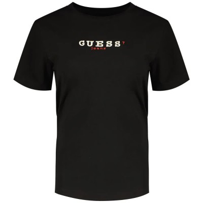 тениска,дамски,тениски,guess,jeans,gj,cn,reg,3d,embr,guetee,short,sleeve,t,shirt,jet,black,a996,(black)