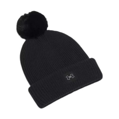 шапка,всички,шапки,under,armour,halftime,ribbed,pom,beanie,black,(002,black)