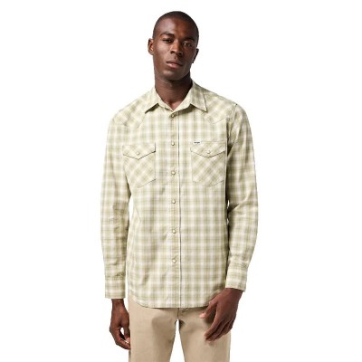 риза,с,дълъг,ръкав,мъжки,ризи,wrangler,western,long,sleeve,shirt,tea,(beige,green)