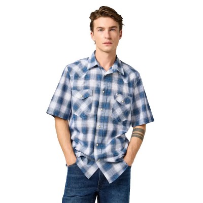 риза,с,къс,ръкав,мъжки,ризи,wrangler,western,short,sleeve,shirt,blue,shadow,(blue)