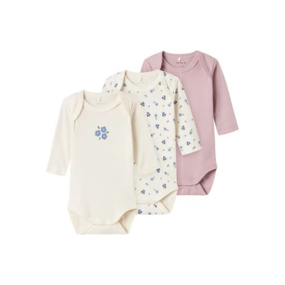 детски,облекла,за,момичета,name,it,flower,long,sleeve,body,3,units,beige,pink,(jet,stream)